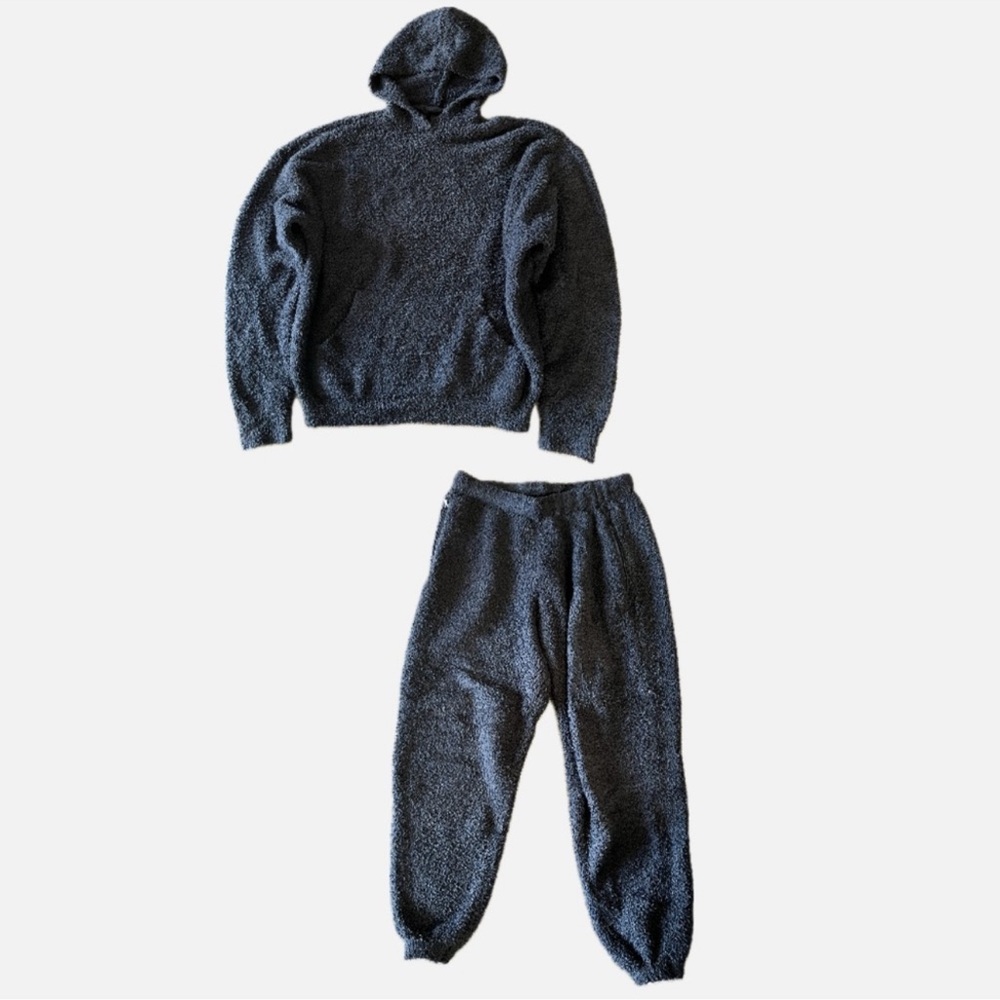 Skims women’s Fleece Hoodie and Jogger Set Sherpa winter preppy cozy Black XL